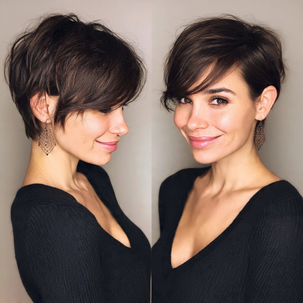 15 Side Bangs Hairstyles That Instantly Make You Look Cooler (Like… Effortlessly Chic Cool) 15 pixie cut with long side bangs