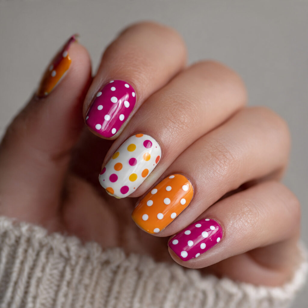 16 Summer Nails for Kids That Are So Cute You’ll Want Them Too 10 polka dot party nails