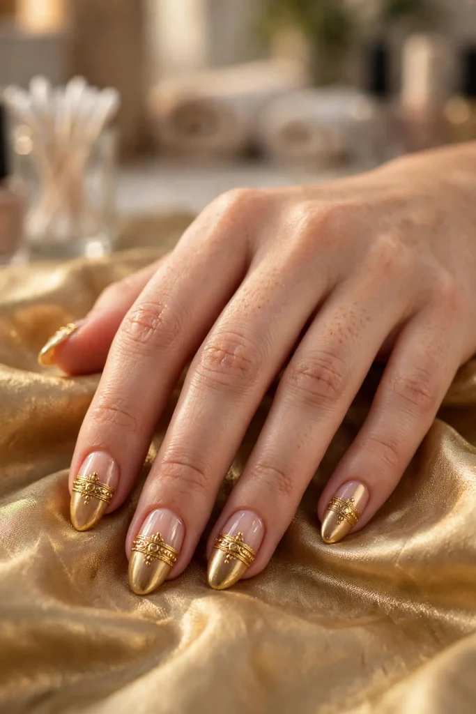 17 Gold Summer Nails: The Midas Touch, Done Right 3 s01 gold band ring