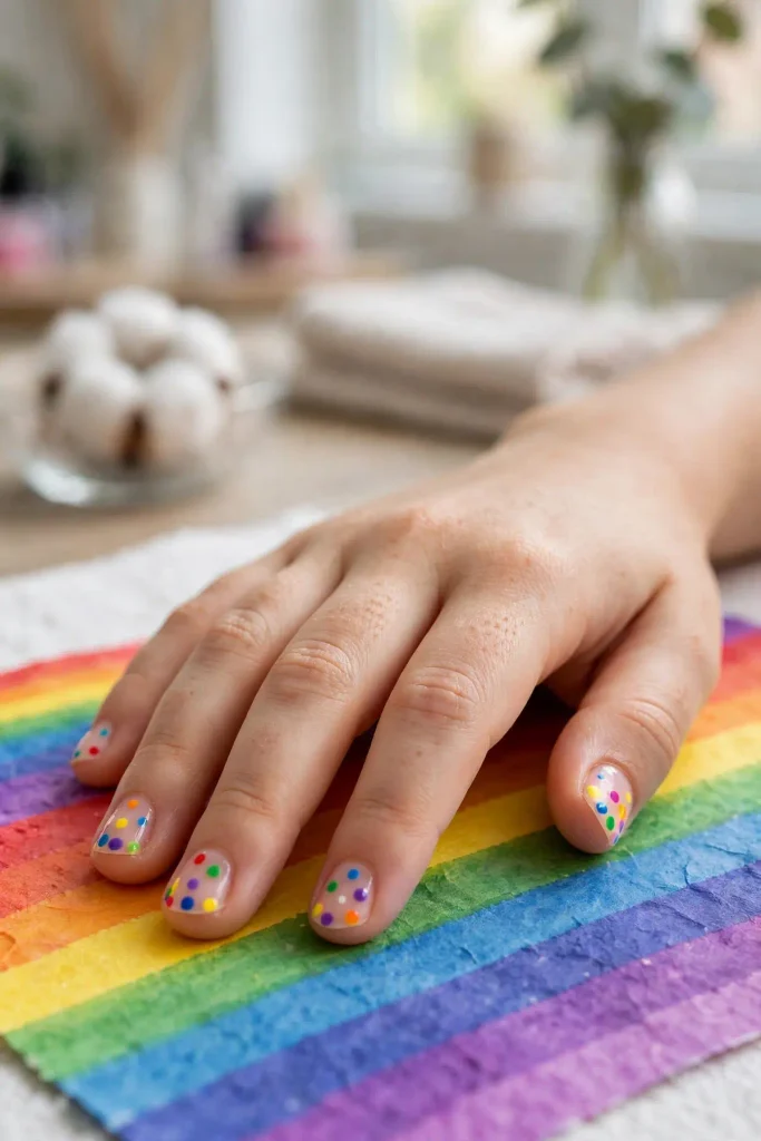 16 Summer Nails for Kids: Safe, Fun, and Made for Little Hands 3 s01 rainbow dots