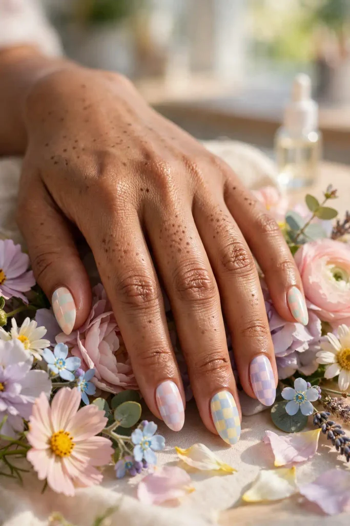 14 Checkered Summer Nails: The Pattern That Never Misses 4 s02 pastel checkerboard