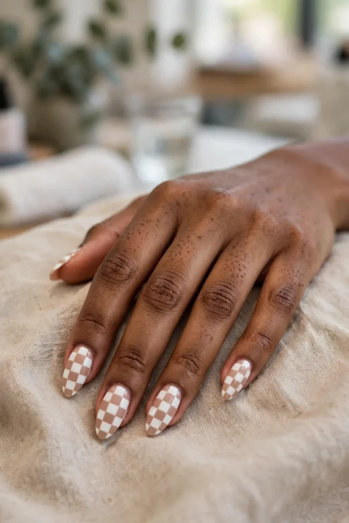 14 Checkered Summer Nails: The Pattern That Never Misses 5 s03 nude white checkerboard