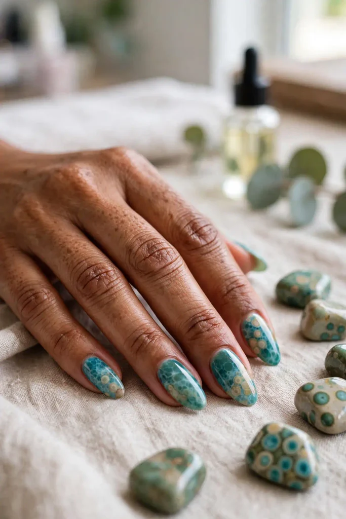 16 Summer Blooming Gel Nail: Where Chemistry Becomes Art 5 s03 ocean jasper