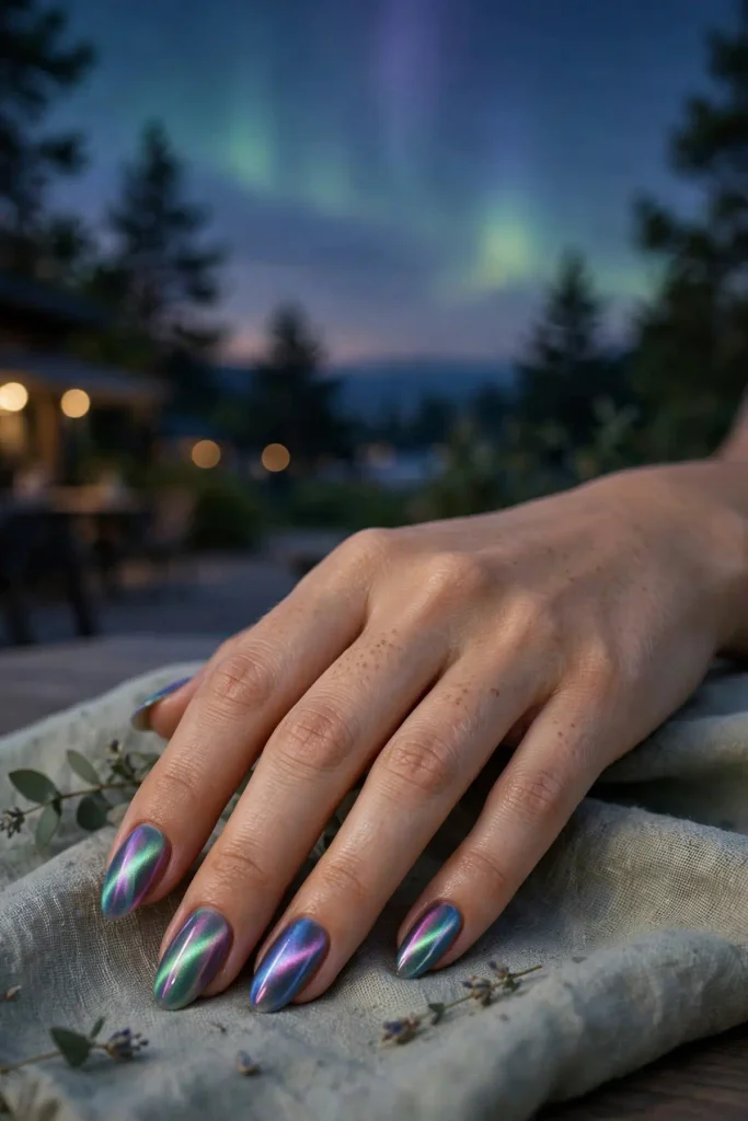 15 Cat Eye Summer Nails: Light You Can Wear 7 s05 aurora cat eye