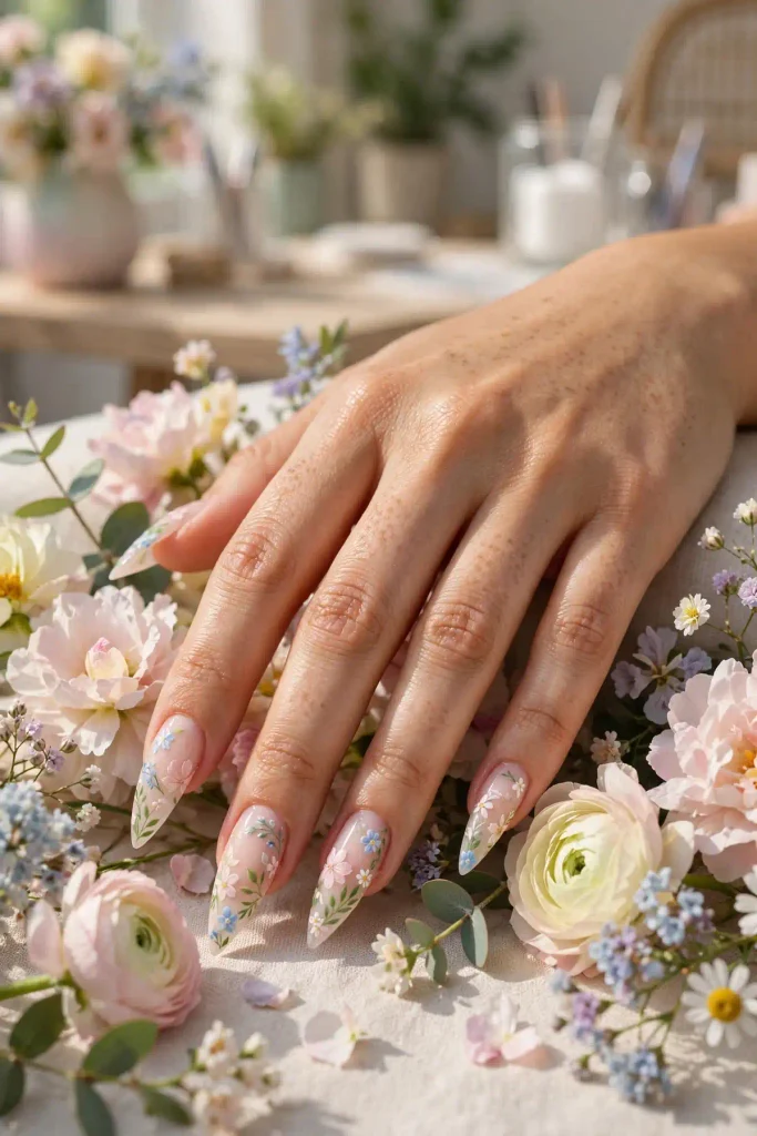 18 Stiletto Summer Nails: The Sharpest Shape of the Season 7 s05 floral whisper