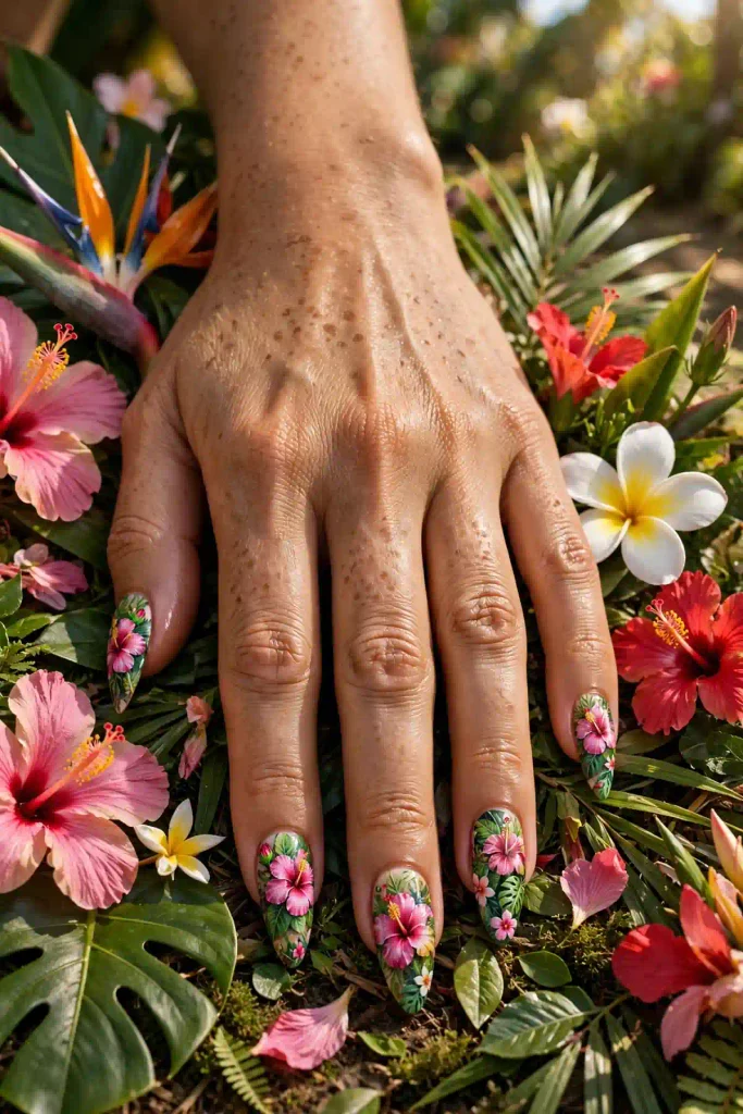 15 Hibiscus Flower Summer Nails: A Whole Garden on Ten Nails 7 s05 full garden