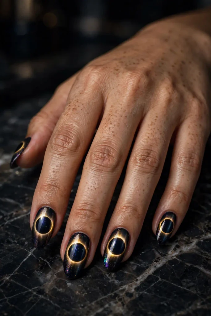 15 Cat Eye Summer Nails: Light You Can Wear 8 s06 solar eclipse cat eye