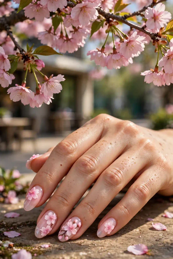 16 Summer Blooming Gel Nail: Where Chemistry Becomes Art 9 s07 cherry blossoms
