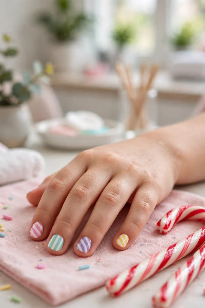 16 Summer Nails for Kids: Safe, Fun, and Made for Little Hands 10 s08 candy stripes