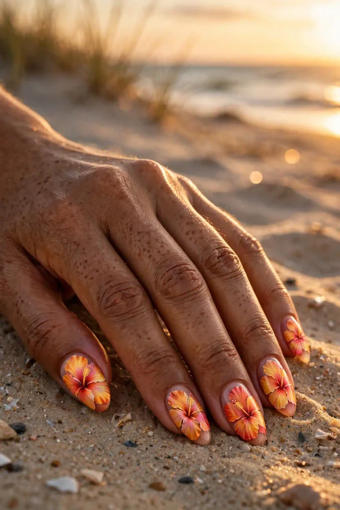 15 Hibiscus Flower Summer Nails: A Whole Garden on Ten Nails 10 s08 sunset palette bouquet