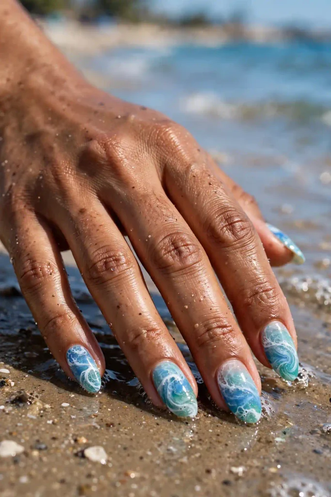 16 Summer Blooming Gel Nail: Where Chemistry Becomes Art 11 s09 ocean waves