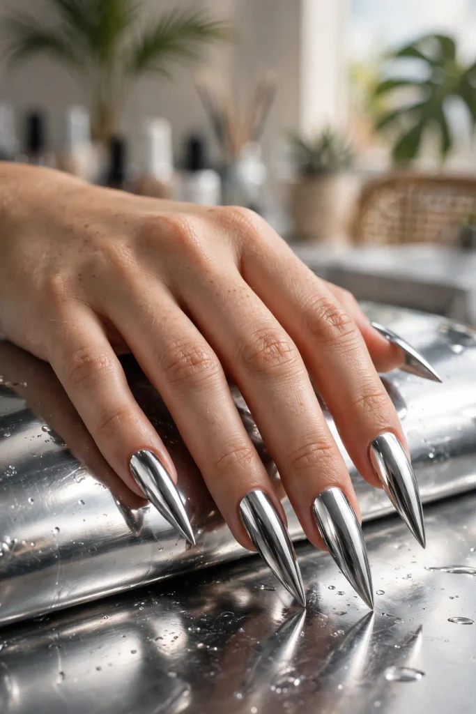18 Stiletto Summer Nails: The Sharpest Shape of the Season 12 s10 full chrome stiletto