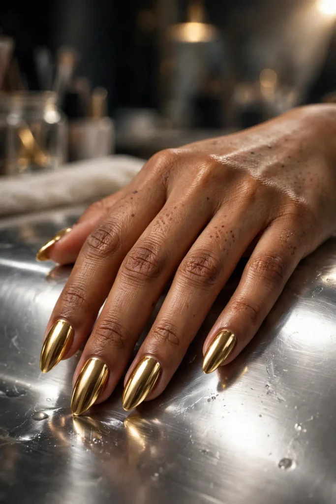 17 Gold Summer Nails: The Midas Touch, Done Right 12 s10 full gold chrome