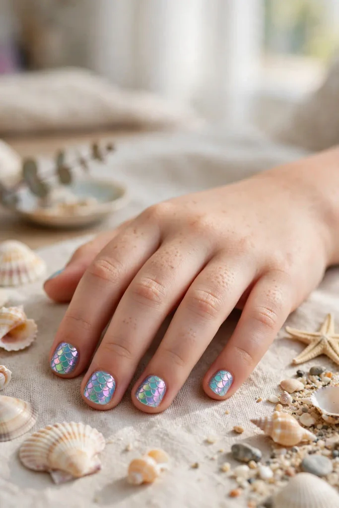 16 Summer Nails for Kids: Safe, Fun, and Made for Little Hands 12 s10 mermaid scales