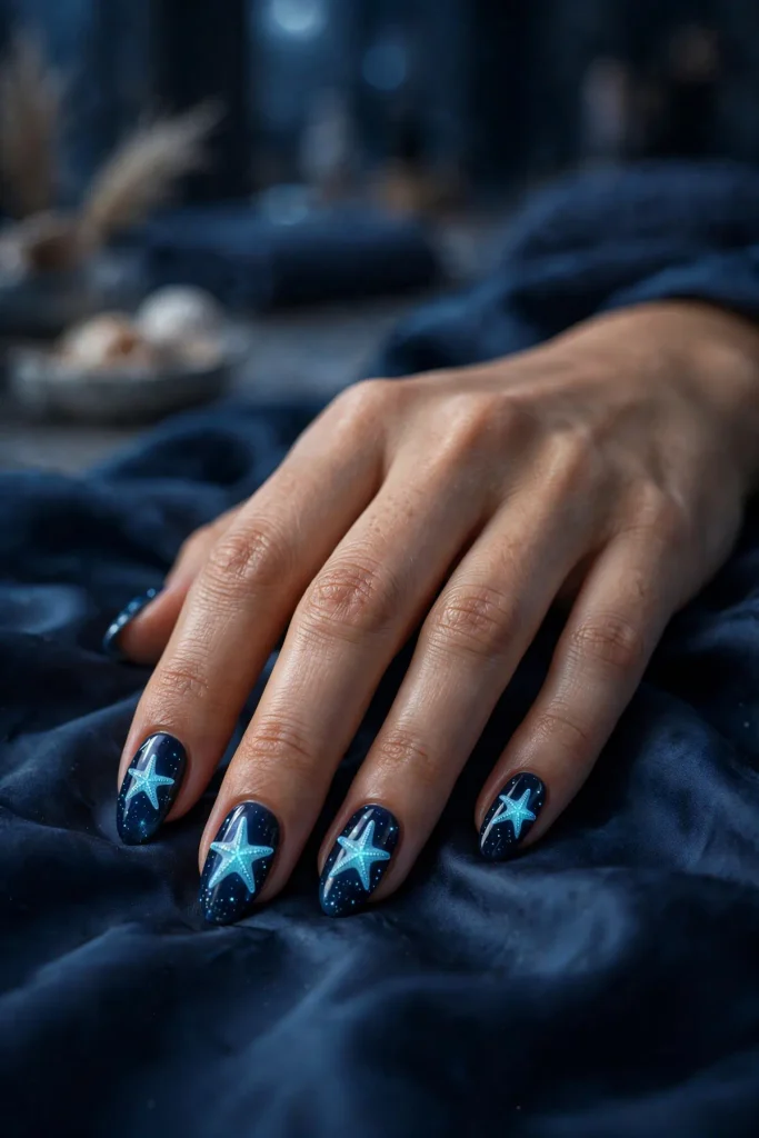 17 Starfish Summer Nails: A Tide Pool on Your Fingertips 12 s10 midnight starfish
