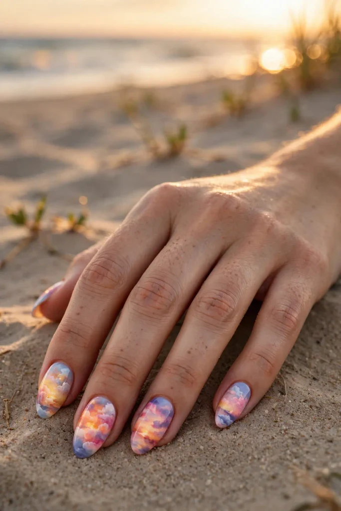 16 Summer Blooming Gel Nail: Where Chemistry Becomes Art 12 s10 sunset sky