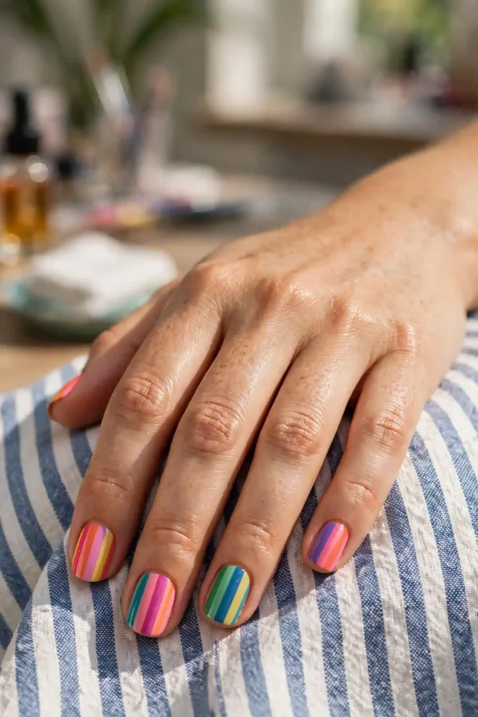 16 Short Summer Nails: Proof That Great Things Come in Small Lengths 12 s10 vertical stripes