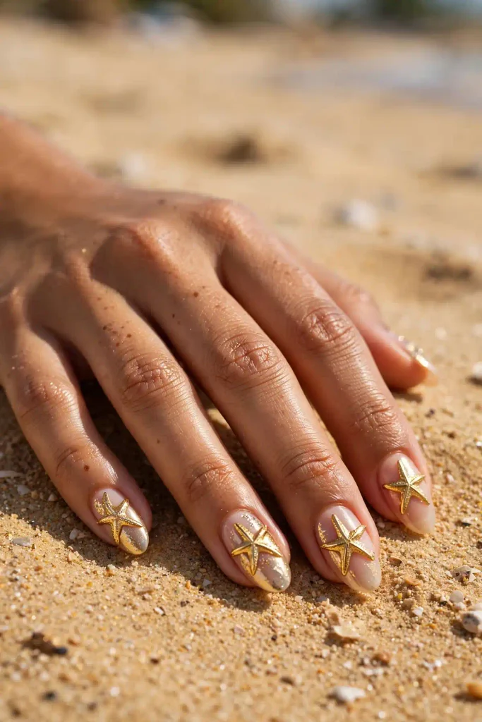17 Starfish Summer Nails: A Tide Pool on Your Fingertips 13 s11 golden starfish