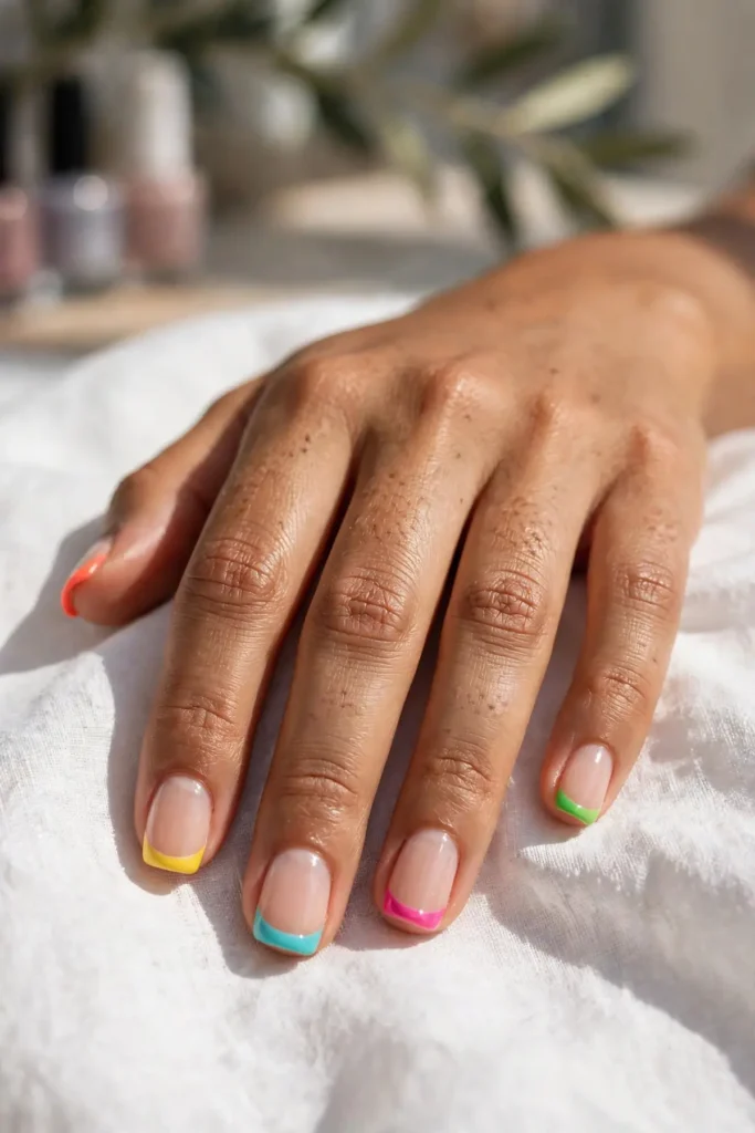 16 Short Summer Nails: Proof That Great Things Come in Small Lengths 13 s11 nude base colored tip