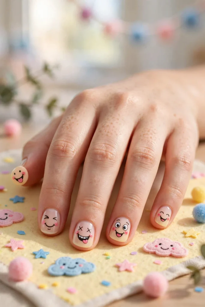 16 Summer Nails for Kids: Safe, Fun, and Made for Little Hands 13 s11 silly faces