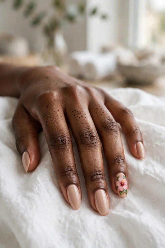 15 Hibiscus Flower Summer Nails: A Whole Garden on Ten Nails 14 s12 floral accent nail