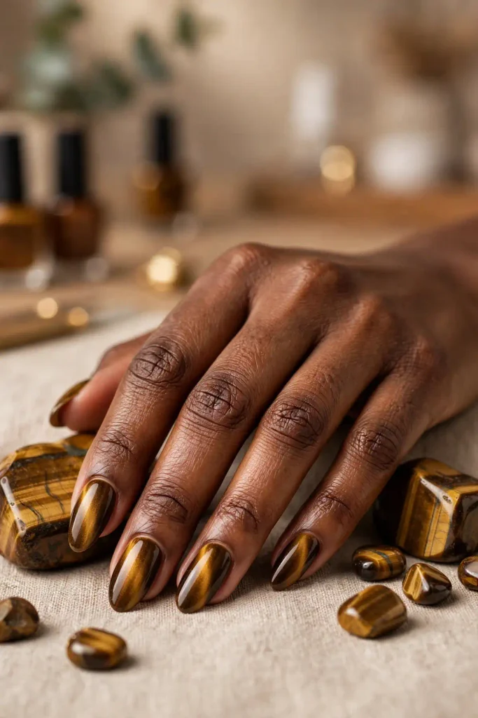 15 Cat Eye Summer Nails: Light You Can Wear 14 s12 tigers eye cat eye