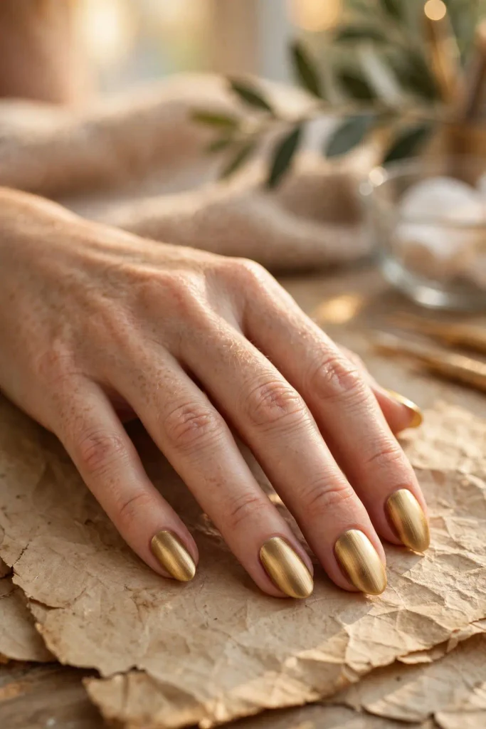 17 Gold Summer Nails: The Midas Touch, Done Right 15 s13 brushed antique gold