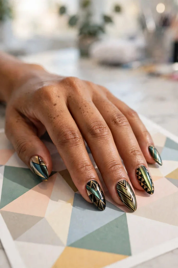 15 Cat Eye Summer Nails: Light You Can Wear 16 s14 geometric cat eye