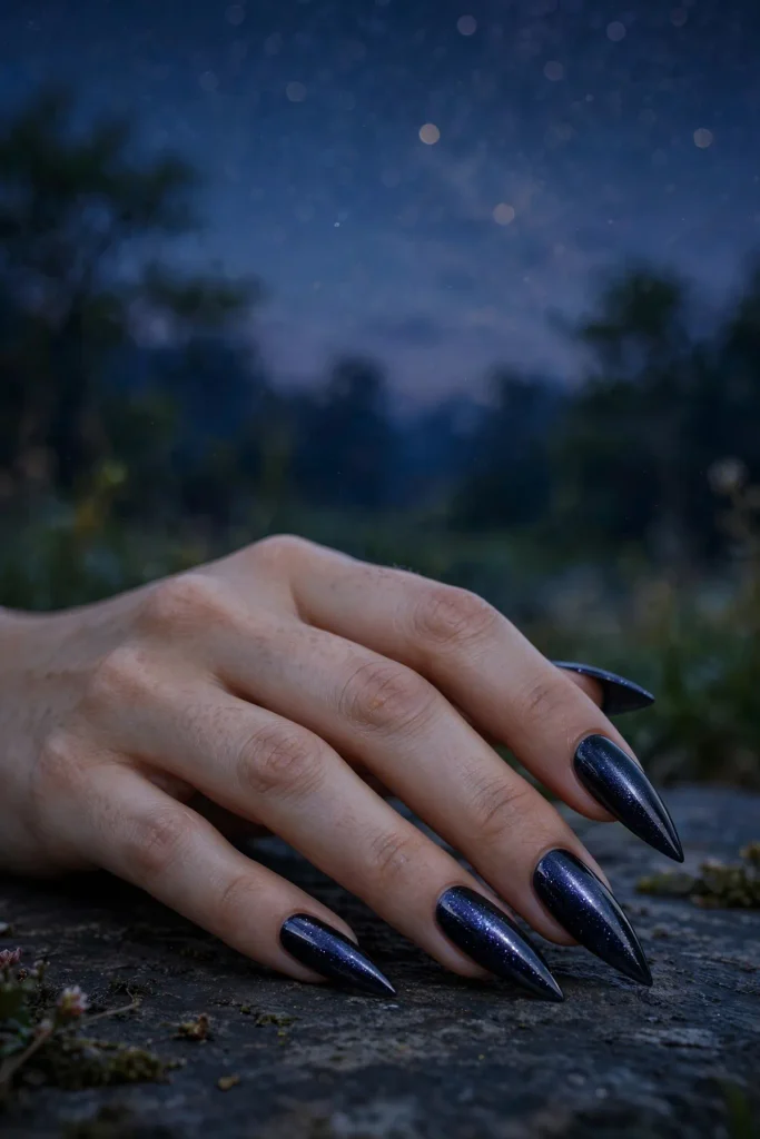18 Stiletto Summer Nails: The Sharpest Shape of the Season 17 s15 midnight shimmer