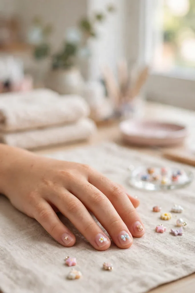 16 Summer Nails for Kids: Safe, Fun, and Made for Little Hands 18 s16 tiny charm accents