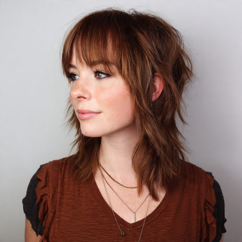 15 Side Bangs Hairstyles That Instantly Make You Look Cooler (Like… Effortlessly Chic Cool) 10 shag cut with textured side bangs