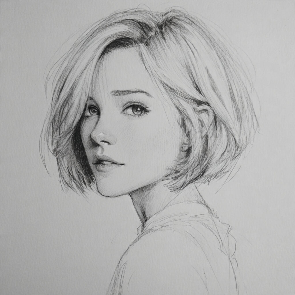 15 Hairstyles Drawing Ideas That Will Instantly Upgrade Your Sketch Game (Yes, Even If You’re Lazy) 6 short bob with blunt ends for hairstyles drawing i