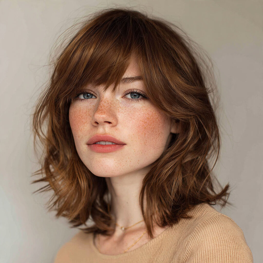 15 Side Bangs Hairstyles That Instantly Make You Look Cooler (Like… Effortlessly Chic Cool) 5 shoulder length lob with side swept bangs
