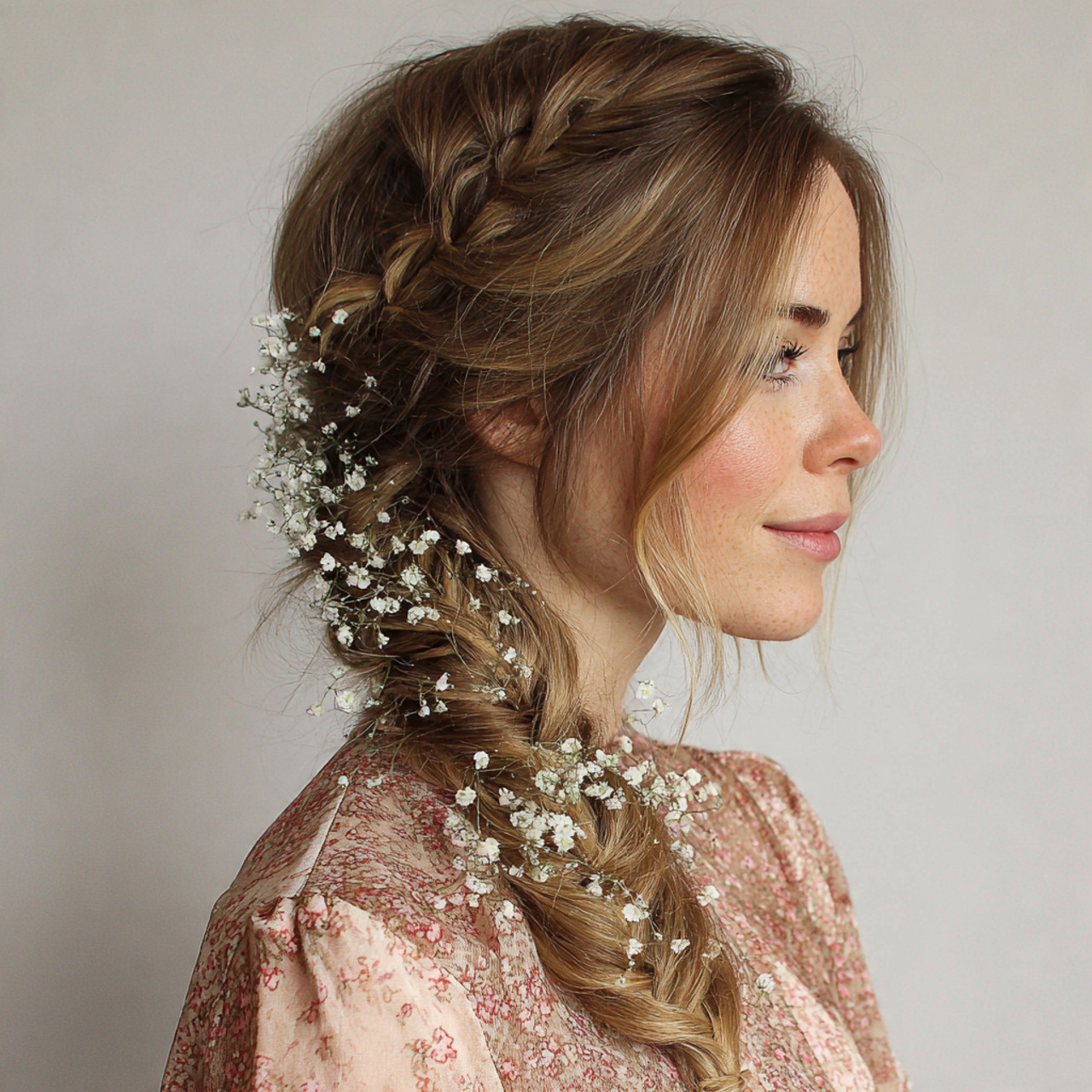 16 Flower Girl Hairstyle Ideas That Are Straight-Up Adorable (and Actually Easy to Do) 8 Side Braid with Baby’s Breath