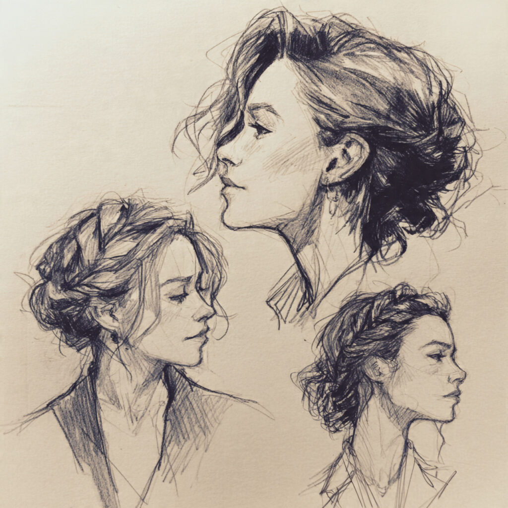 15 Hairstyles Drawing Ideas That Will Instantly Upgrade Your Sketch Game (Yes, Even If You’re Lazy) 12 side swept hair drama for hairstyles drawing ideas