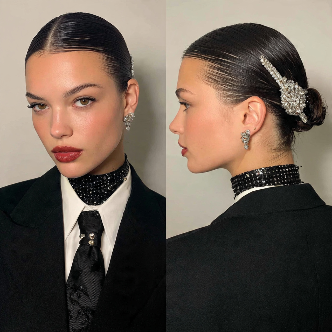 17 Slick Back Curly Hairstyles That Will Instantly Upgrade Your Look (Effortless Chic Alert) 17 Slick Back with Hair Accessories