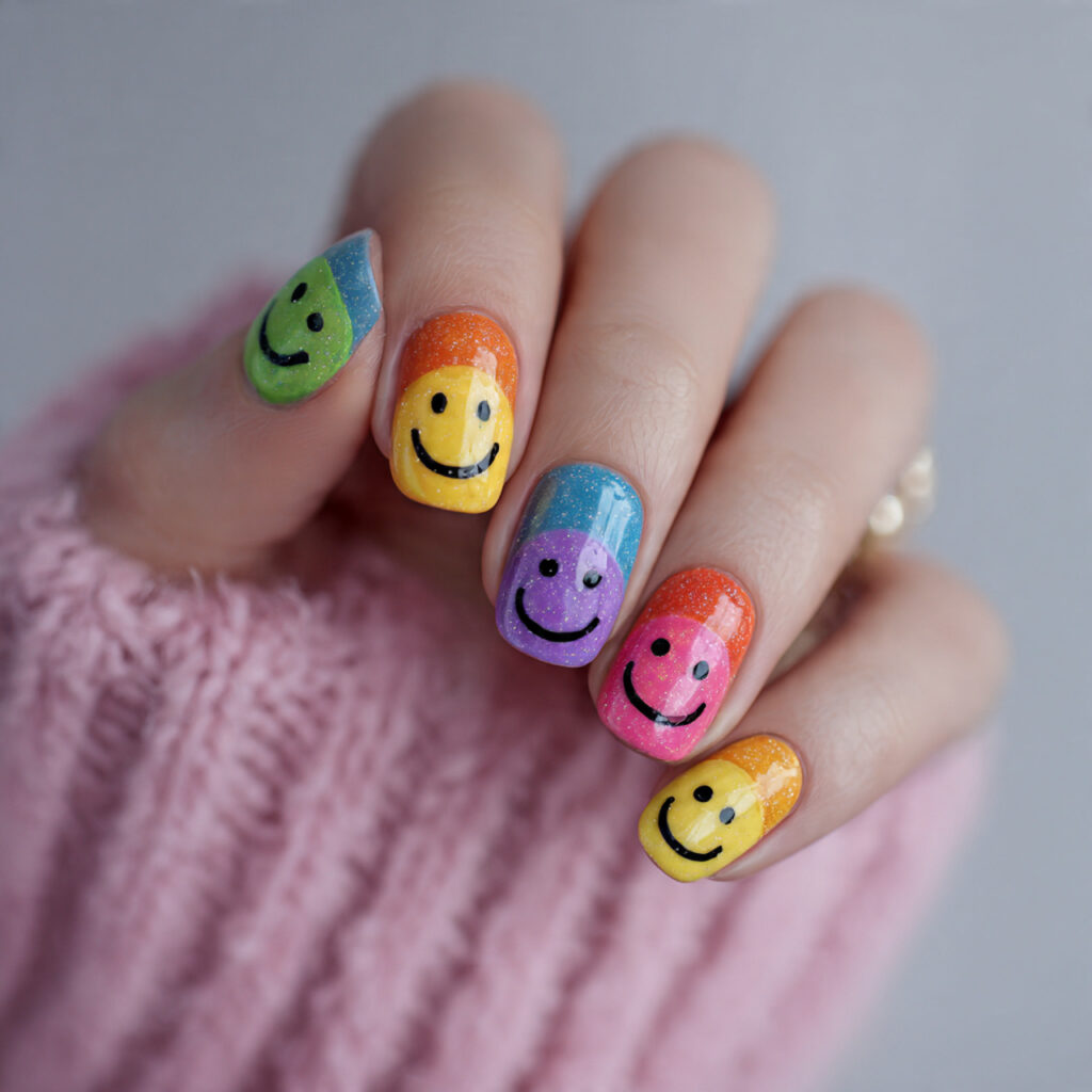 16 Summer Nails for Kids That Are So Cute You’ll Want Them Too 3 smiley face nails