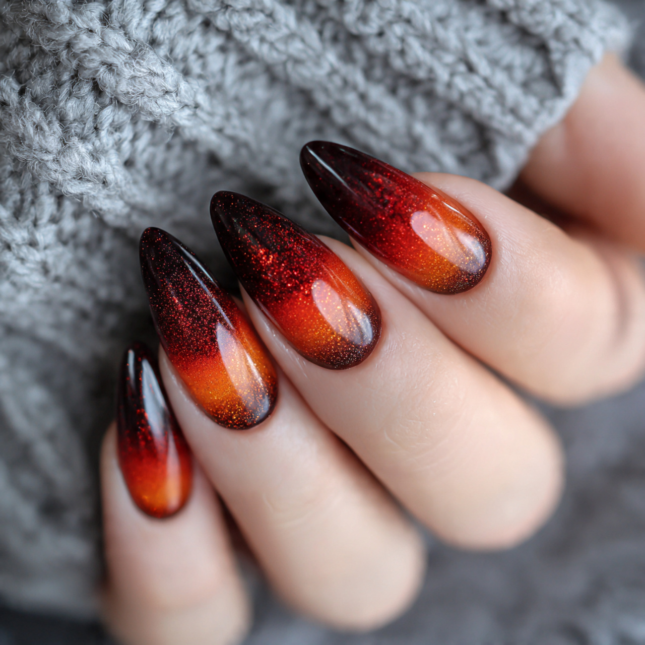 15 Cat Eye Summer Nails That Will Make Your Hands Look Expensive (Without Even Trying) 6 sunset orange cat eye nails