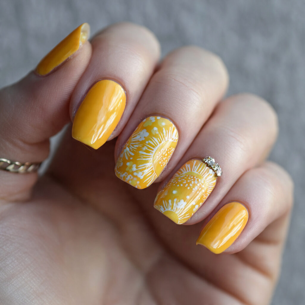 16 Summer Nails for Kids That Are So Cute You’ll Want Them Too 11 sunshine nails