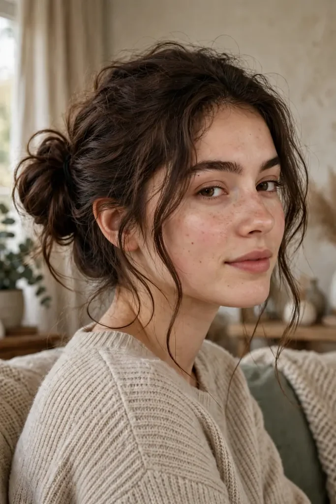 17 Easy Hairstyles for Thick Hair Sorted by How Many Elastics and Pins You Actually Need 5 thick 04 loose low bun
