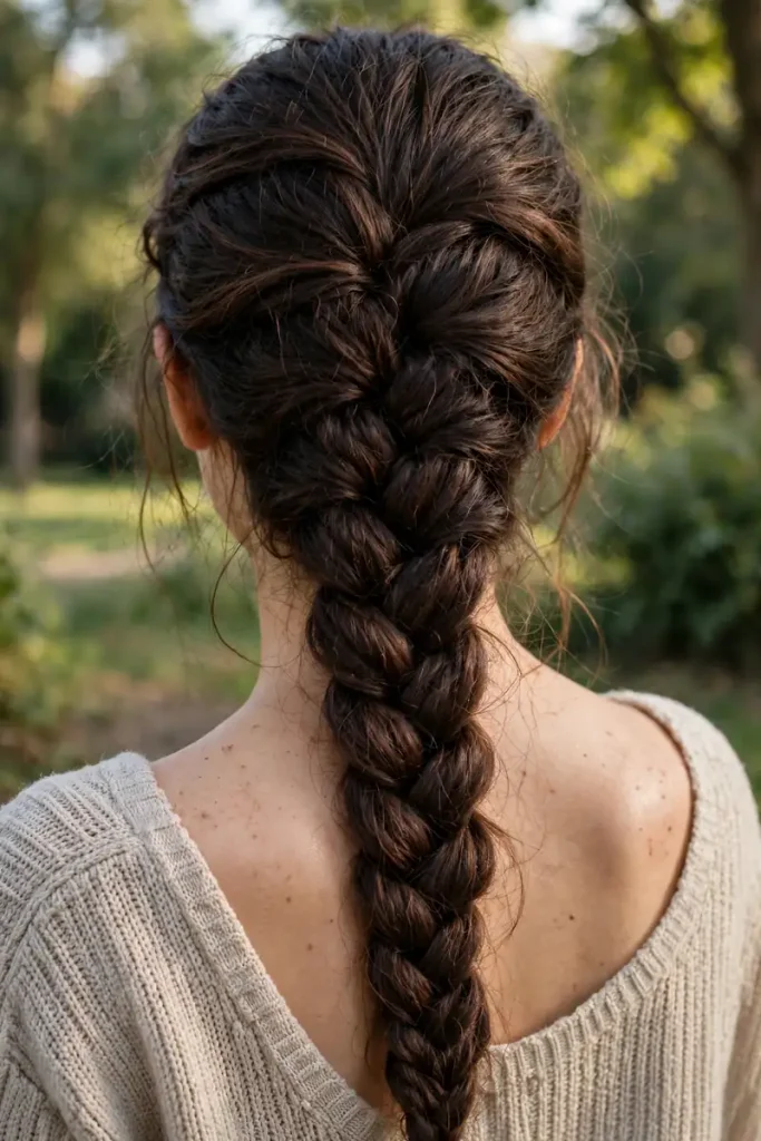 17 Easy Hairstyles for Thick Hair Sorted by How Many Elastics and Pins You Actually Need 16 thick 15 single dutch braid 1