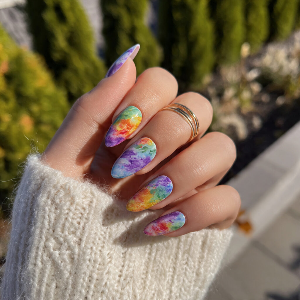 16 Summer Nails for Kids That Are So Cute You’ll Want Them Too 9 tie dye nails