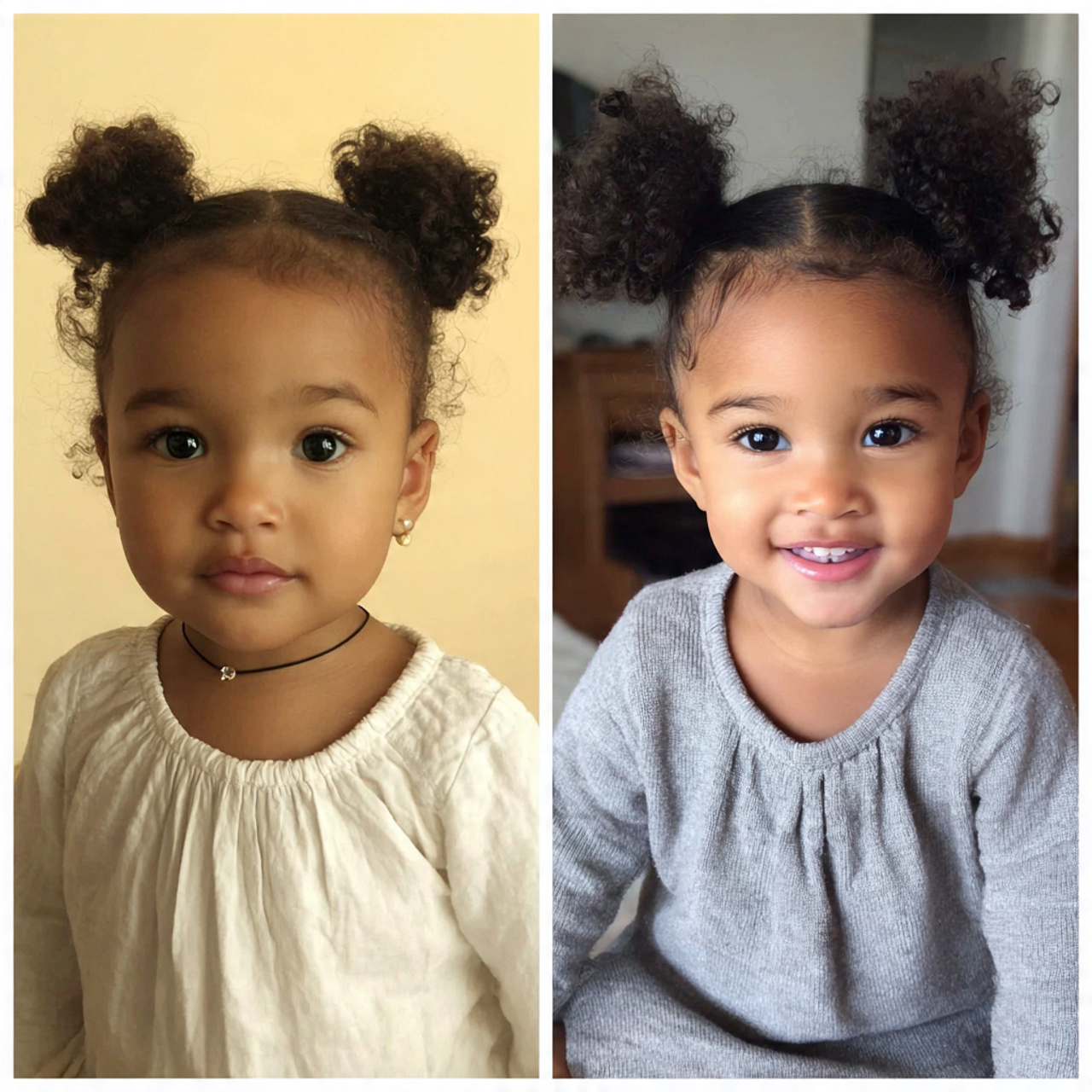 15 Baby Hairstyles Ideas for Short, Fine, and Curly Hair 12 tiny center part puffs for baby hairstyles