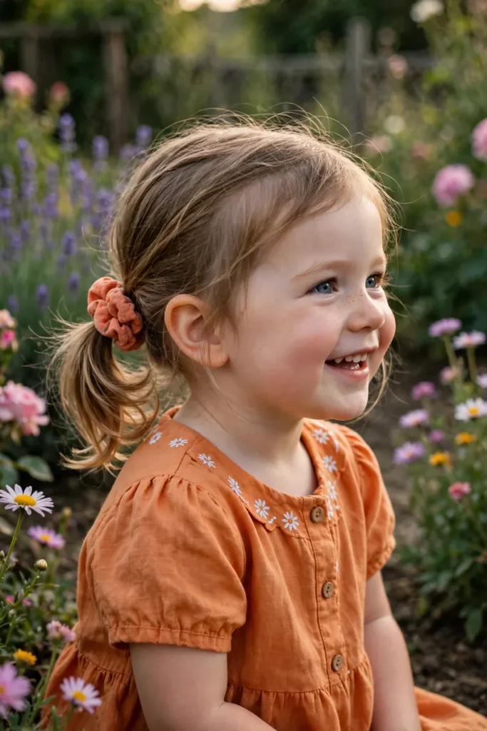 16 Toddler Girl Hairstyles, Sorted by How Long She'll Actually Sit Still 9 toddler 08 low scrunchie ponytail