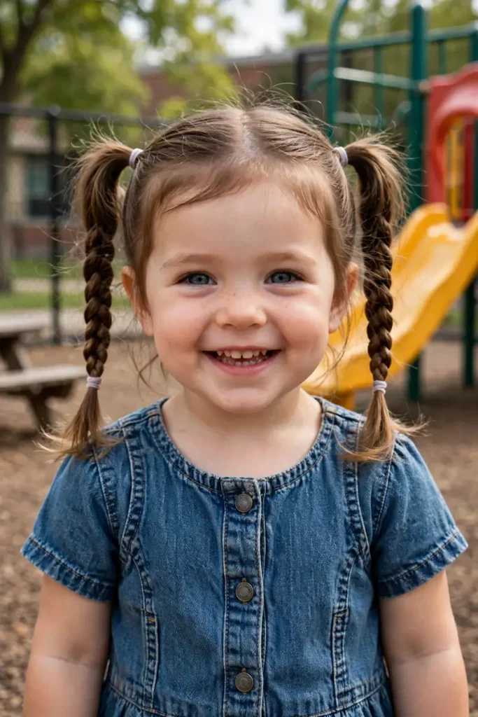 16 Toddler Girl Hairstyles, Sorted by How Long She'll Actually Sit Still 14 toddler 13 pigtail braids