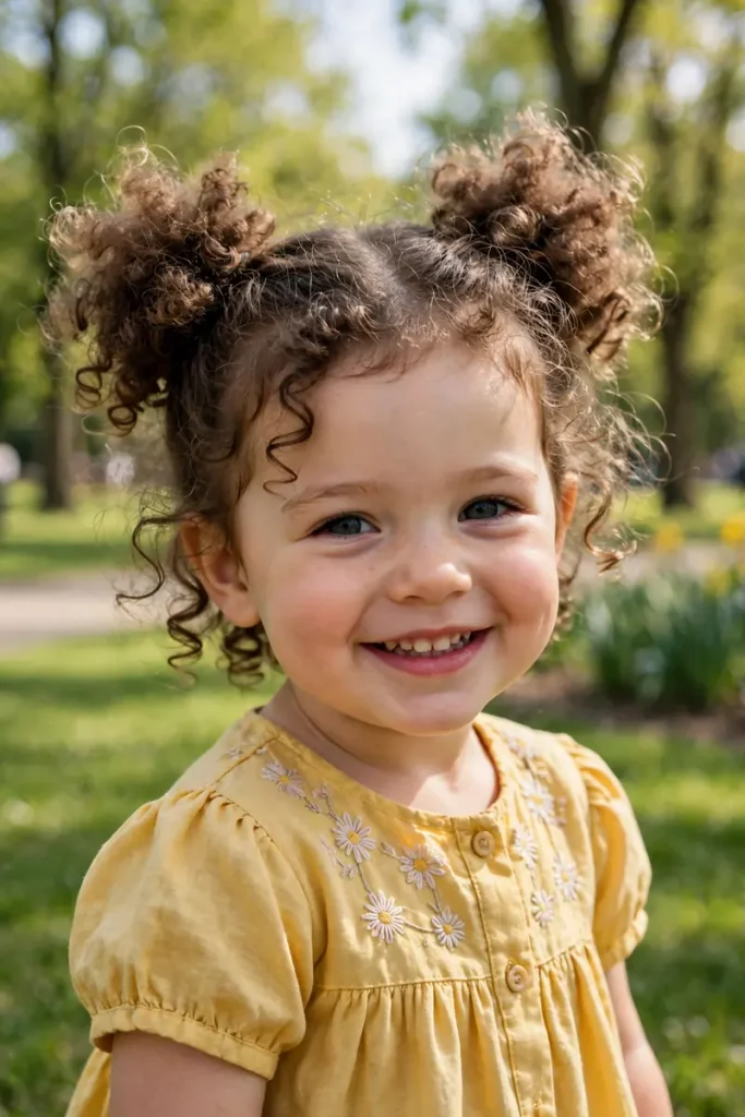 16 Toddler Girl Hairstyles, Sorted by How Long She'll Actually Sit Still 15 toddler 14 curly puffs