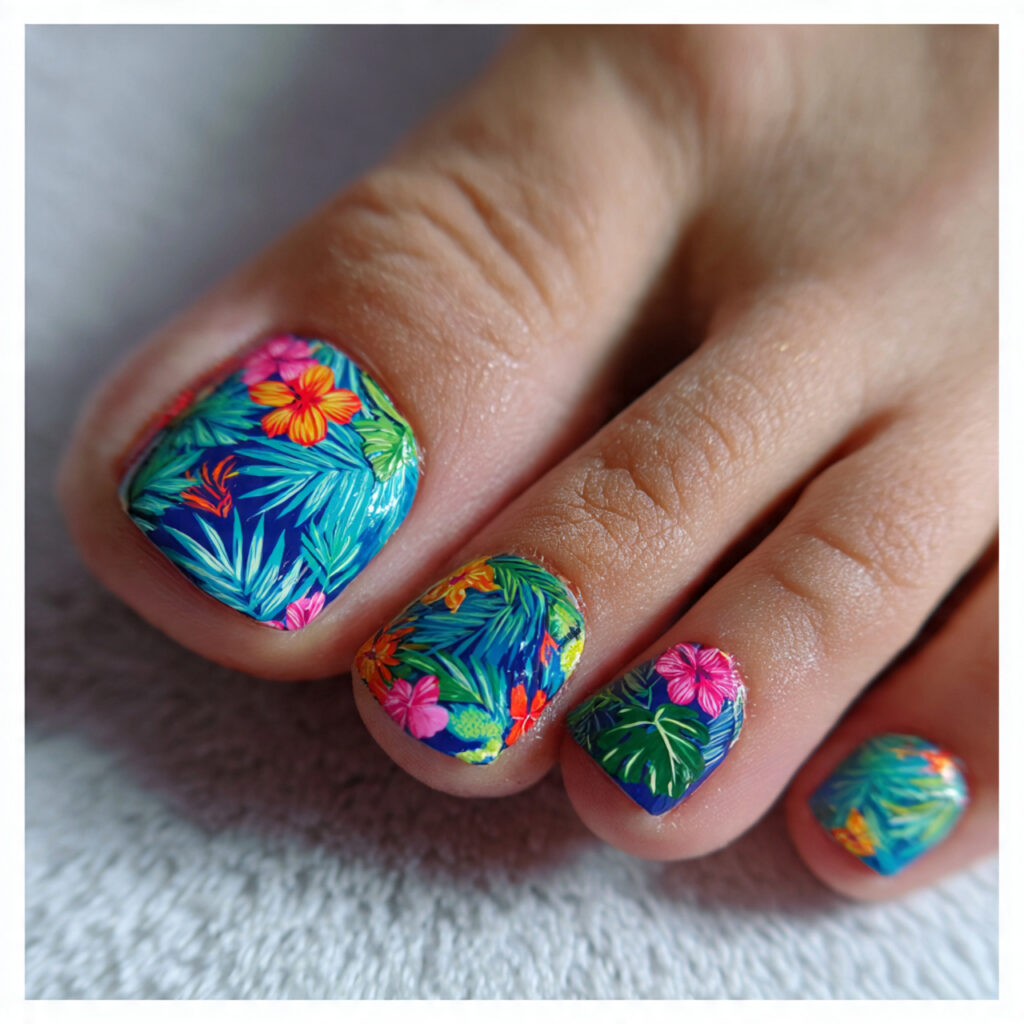 15 Summer Toe Nails That’ll Instantly Upgrade Your Vibe (Yes, Even in Flip-Flops) 14 tropical vibes for toe nails