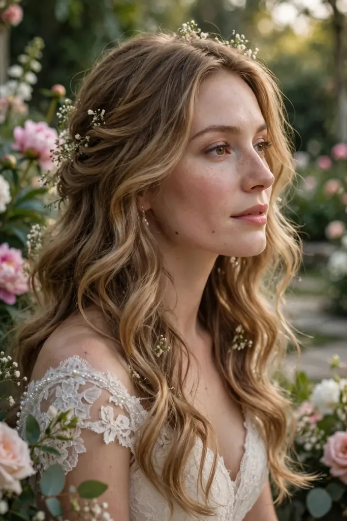 14 Wedding Hairstyles for Long Hair, Chosen Around Your Veil 4 wedding 03 soft romantic waves