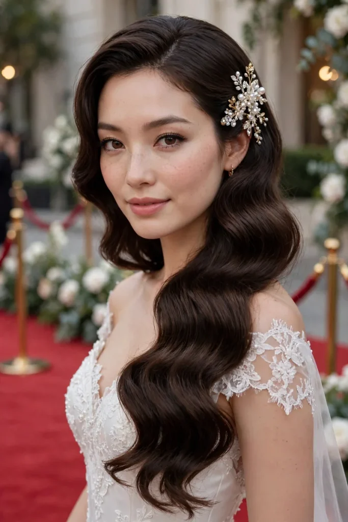 14 Wedding Hairstyles for Long Hair, Chosen Around Your Veil 12 wedding 11 hollywood waves jeweled clip