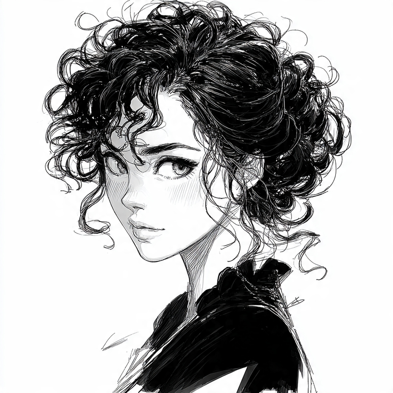 15 Curly Hairstyles Drawing Ideas That Will Make Your Sketchbook Look Instantly Cooler 14 Wet-Look Curls
